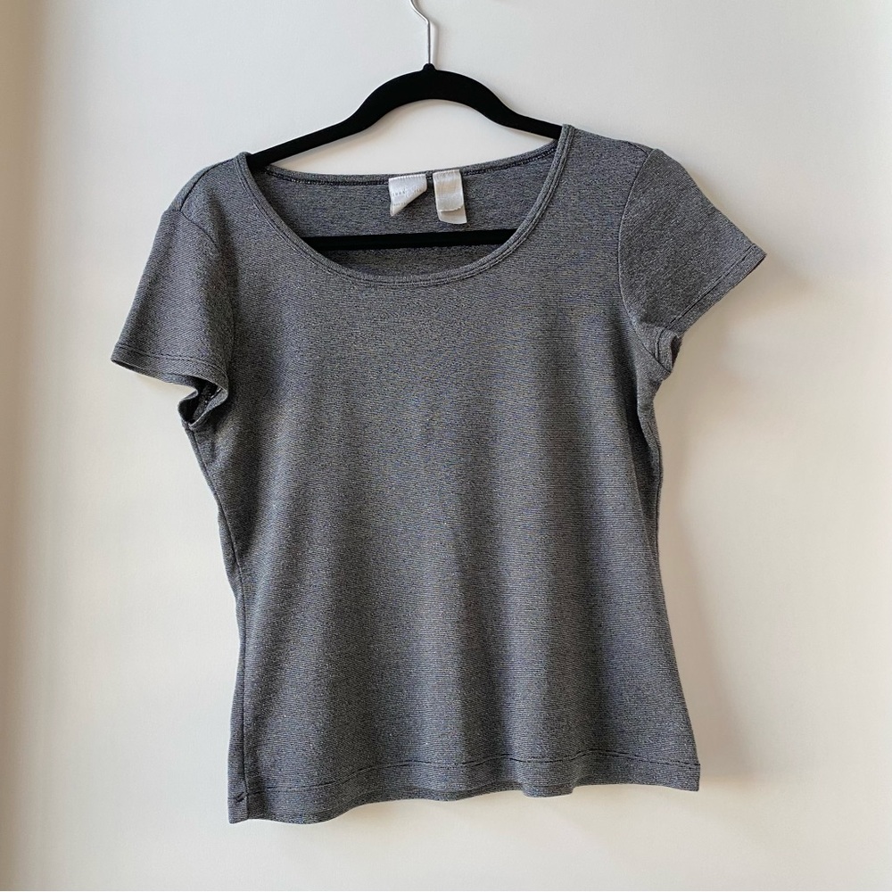 Emma James Grey Slight Shimmering Short Sleeve Top Size S